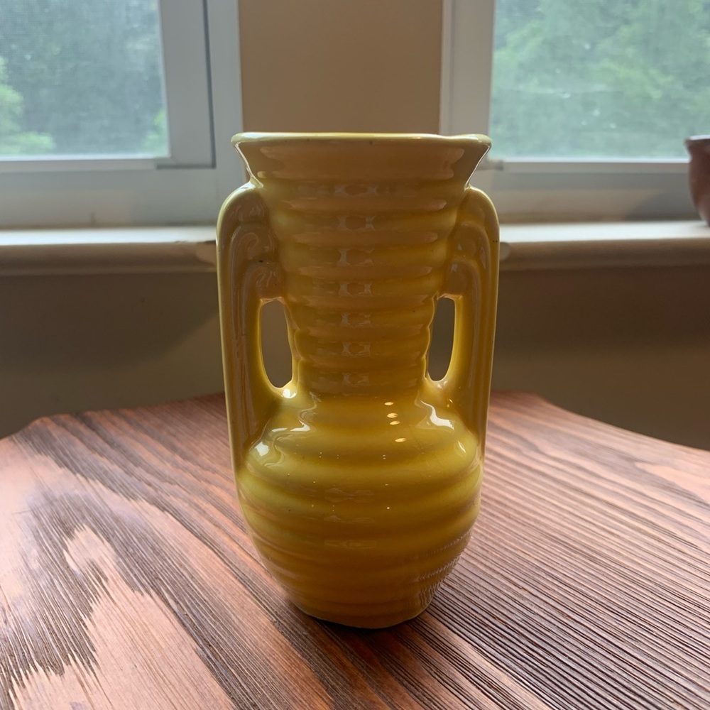 Mid Century Modern pottery yellow bud vase